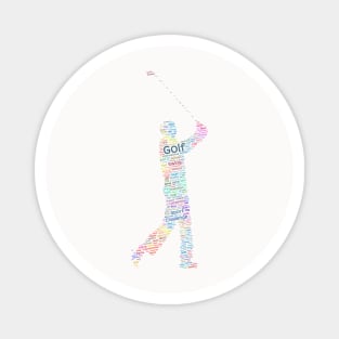 Golfing Golfer Silhouette Shape Text Word Cloud Magnet